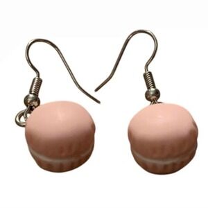 Pink‎ macaron earrings with silver hooks #kawaii #cute